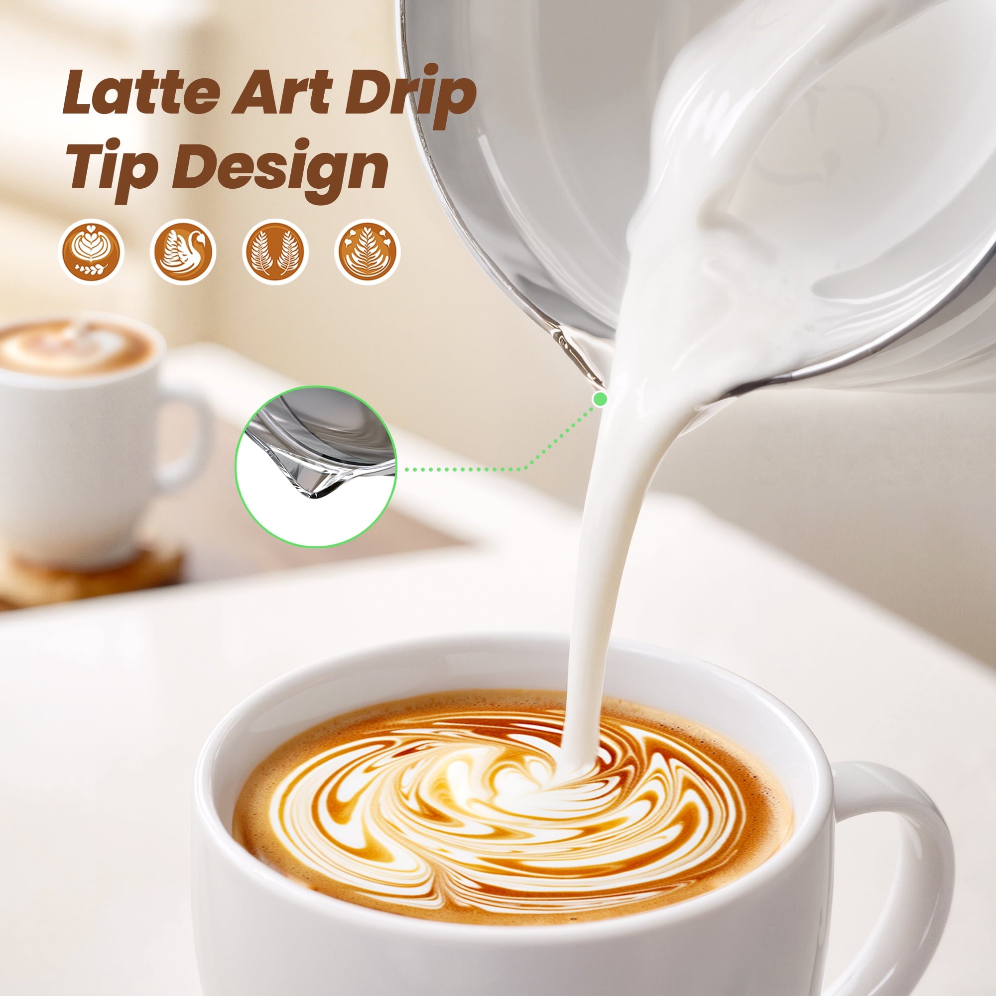 Electric Milk Frother, 500ML Automatic Frother in Glass, Milk Steamer, Apartment Essentials Must Haves, Foam Maker for Espresso, Coffee, Latte Cappuccino, Macchiato, Hot Chocolate
