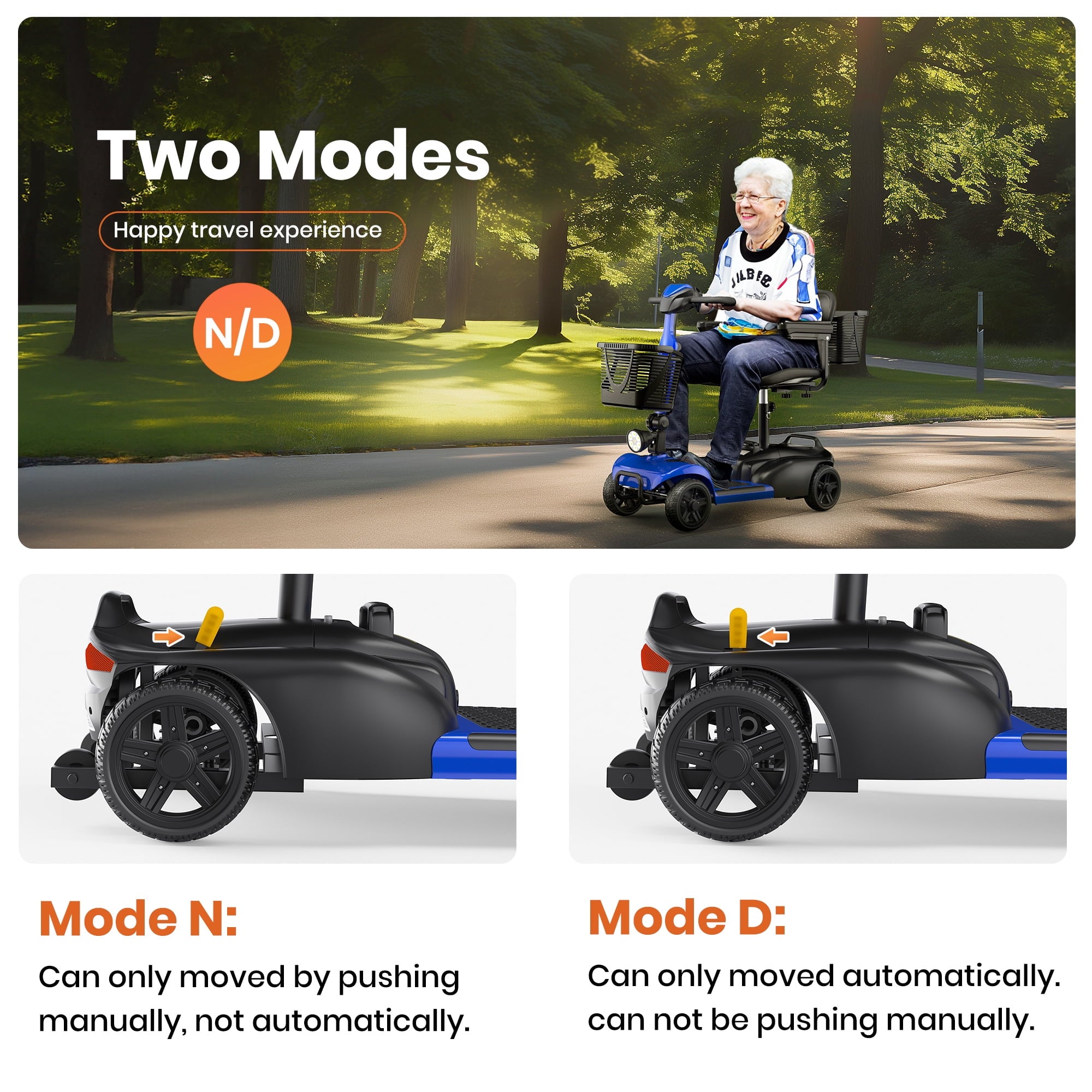 SACVON 4 Wheel Mobility Scooter for Seniors, with 330 lbs Capacity, 250W Motor, Long Battery Life, Comfort Swivel Seat, Detachable Dual Baskets, USB Port & LED Light, Blue